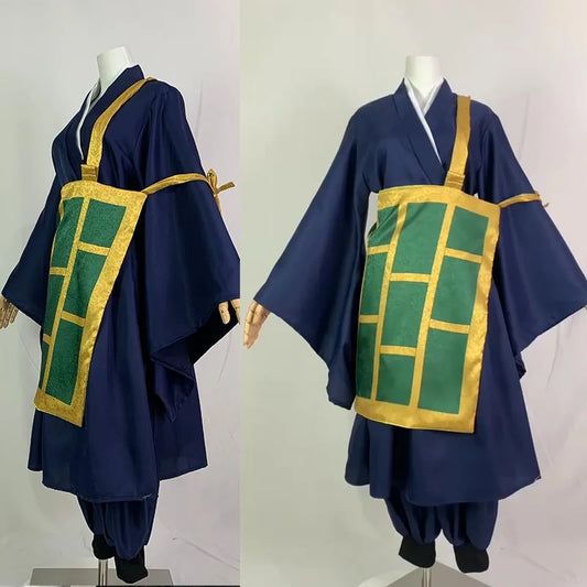 Adult Anime Cosplay Costume Black Blue Kimono Uniform Set