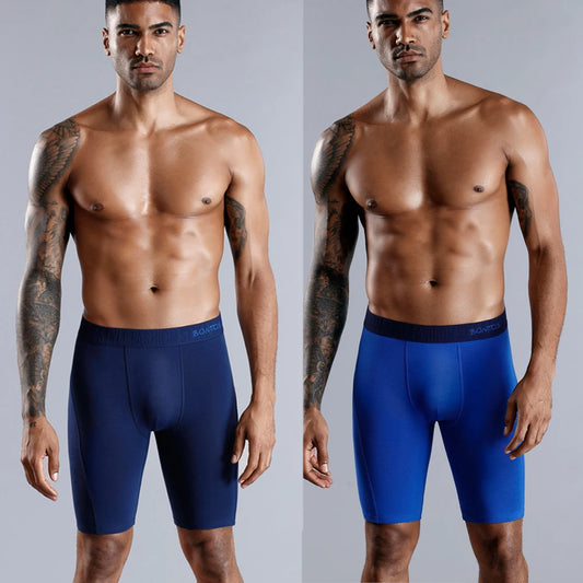 Men's Boxer Shorts Long Leg Cotton Underwear Soft Stretch