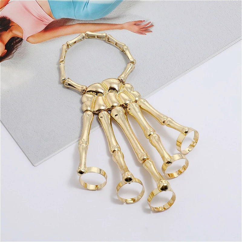 Skeleton Hand Bracelet, Gothic Punk Cuff Jewelry for Women