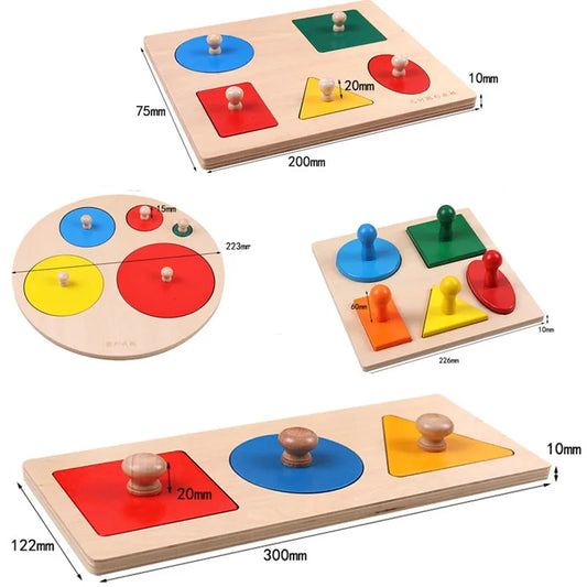 Wooden Shape Sorting Puzzle – Geometric Montessori Learning Toy