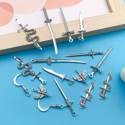 DIY Jewelry Charms, Vintage Sword and Mixed Alloy Charms 16/20pcs
