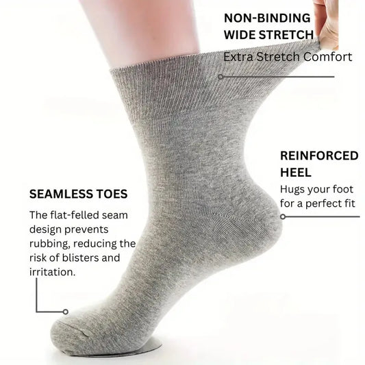 Men's Diabetic Socks Non-Binding Wide Fit Crew Socks