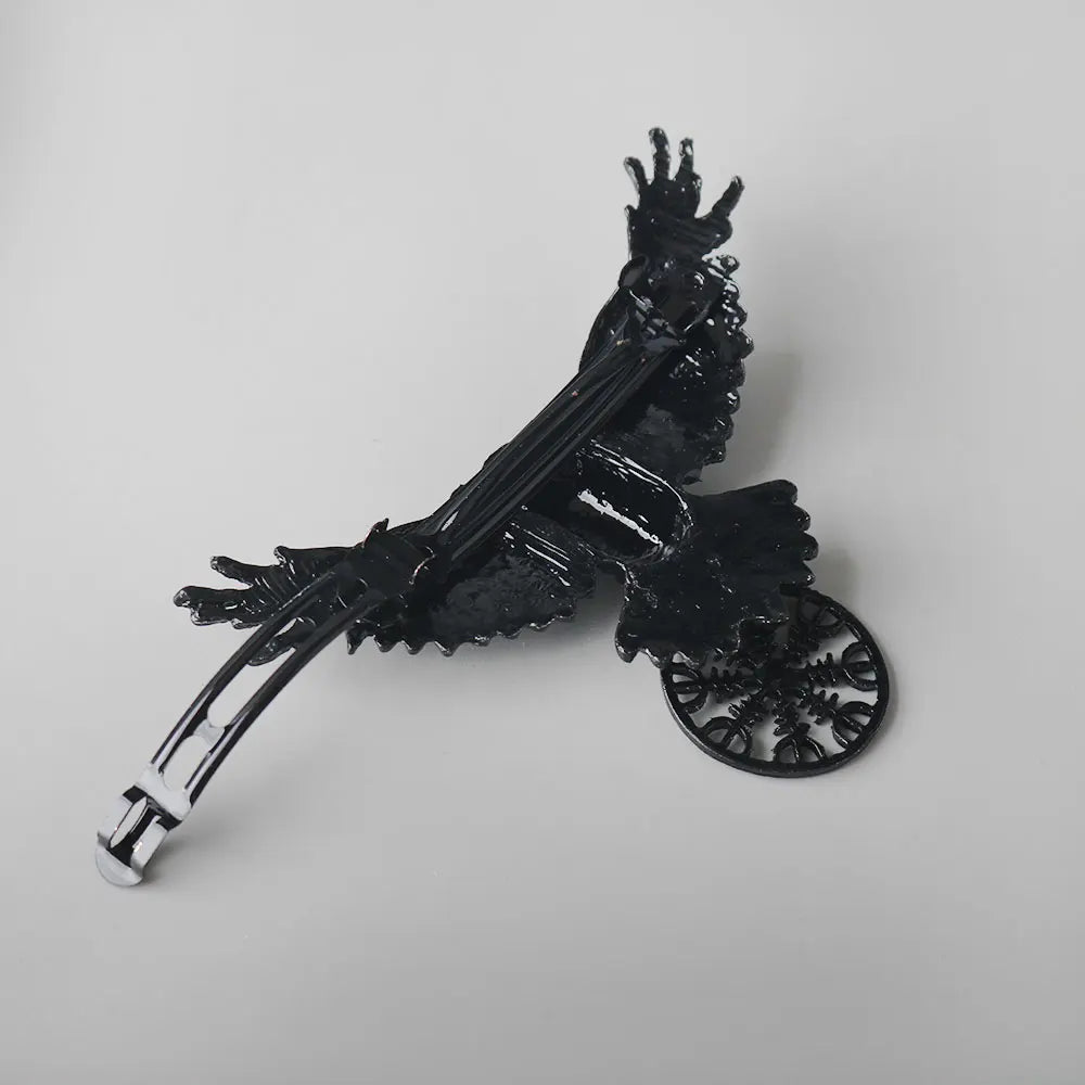 Gothic Hair Clip Crow Design Metal Barrette for Women