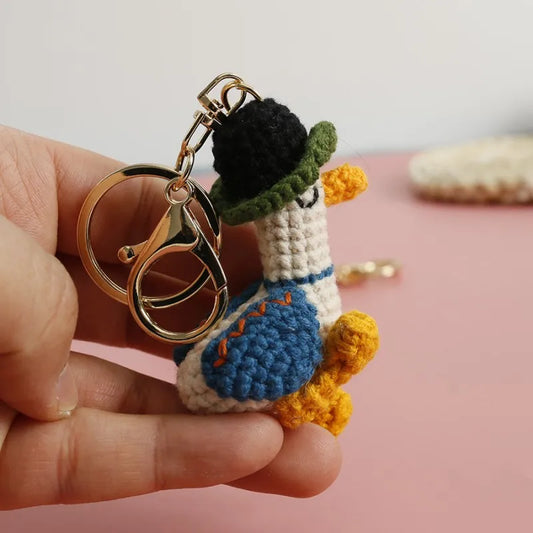 Duck Keychain Cute Crochet Animal Keyring Pair for Bags and Keys