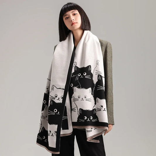 Women's Winter Scarf – Warm Animal Print Shawl Wrap