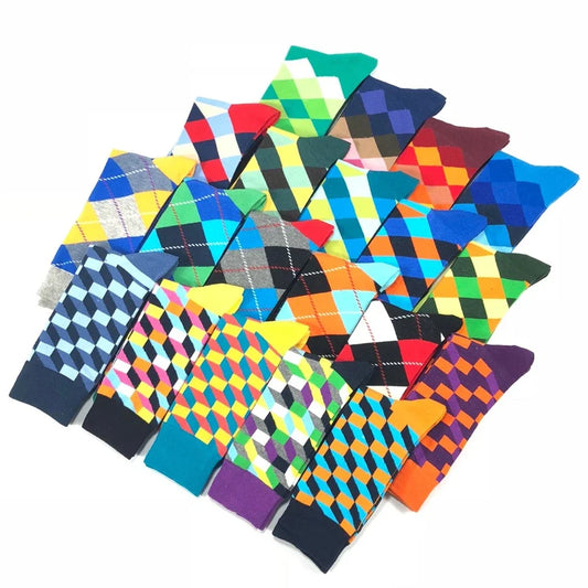 Men's Dress Socks Colorful Cotton Crew Socks 5 Pairs
