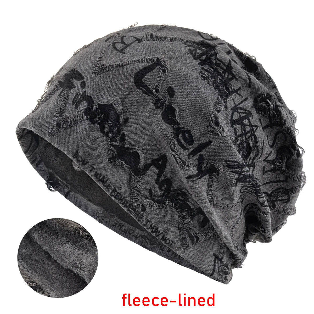 Knit Beanie Unisex Letter Print Warm Winter Hat