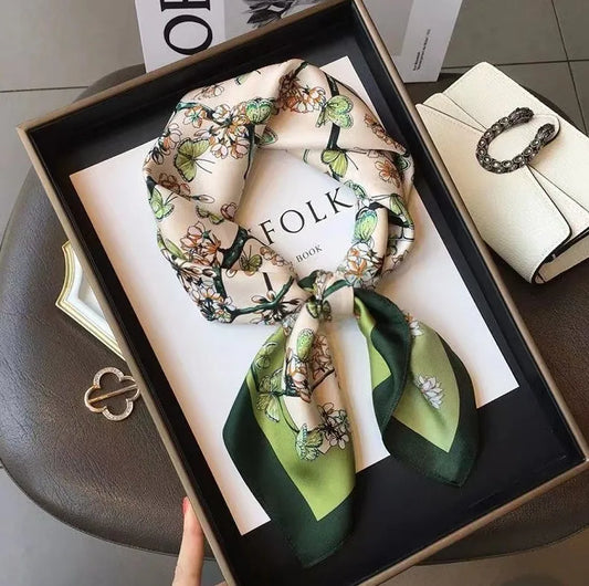 Women's Square Scarf 70x70cm Satin Print Hair Wrap