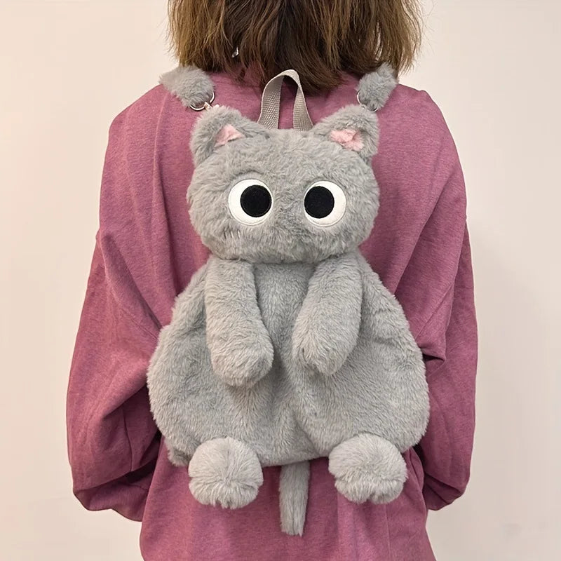 Cat Backpack Plush Shoulder Bag 35cm Soft Crossbody Bag
