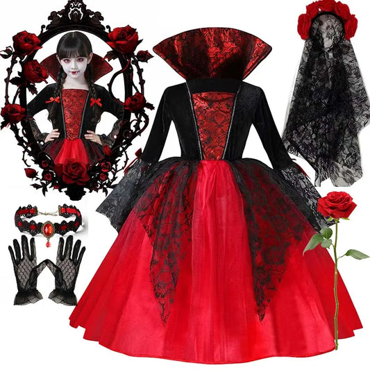 Girls Halloween Costume, Gothic Witch Tutu Dress with Lace