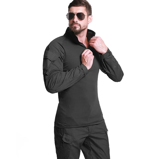 Men's Tactical Shirt Long Sleeve Ripstop Quarter Zip Combat Top