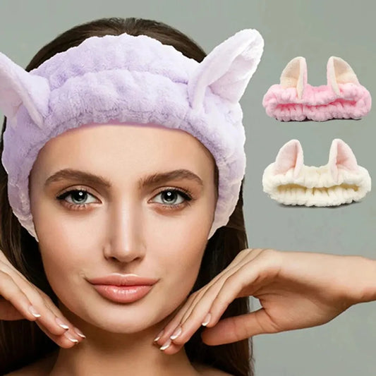 Cat Ear Headband – Soft Plush Makeup and Face Washing Hairband