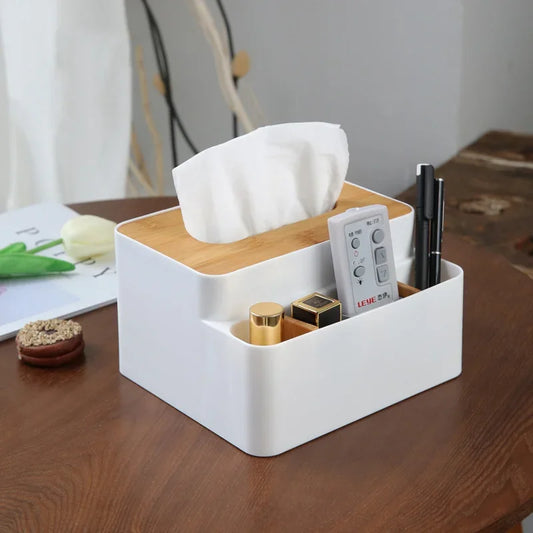 Remote Control Organizer with Tissue Holder & Desktop Storage