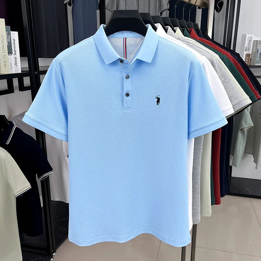 Men’s Cotton Polo Shirt – Embroidered Casual Golf Top
