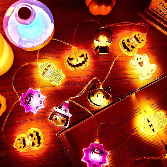 Halloween String Lights Pumpkin Ghost Spider Web Hanging Decor