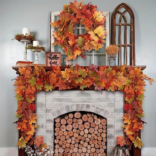 Artificial Maple Leaf Garland 2M, Autumn Fall Vine Decoration
