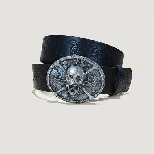 Punk Skull Belt, Unisex Gothic Y2K Skeleton Hand Design
