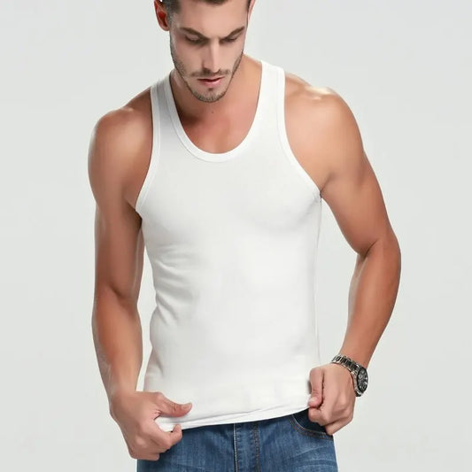 Men's Cotton Tank Top – Sleeveless Sports Undershirt for Gym & Summer