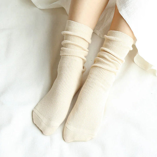 Women’s Cotton Socks, Casual Mid Calf Socks 1 Pair