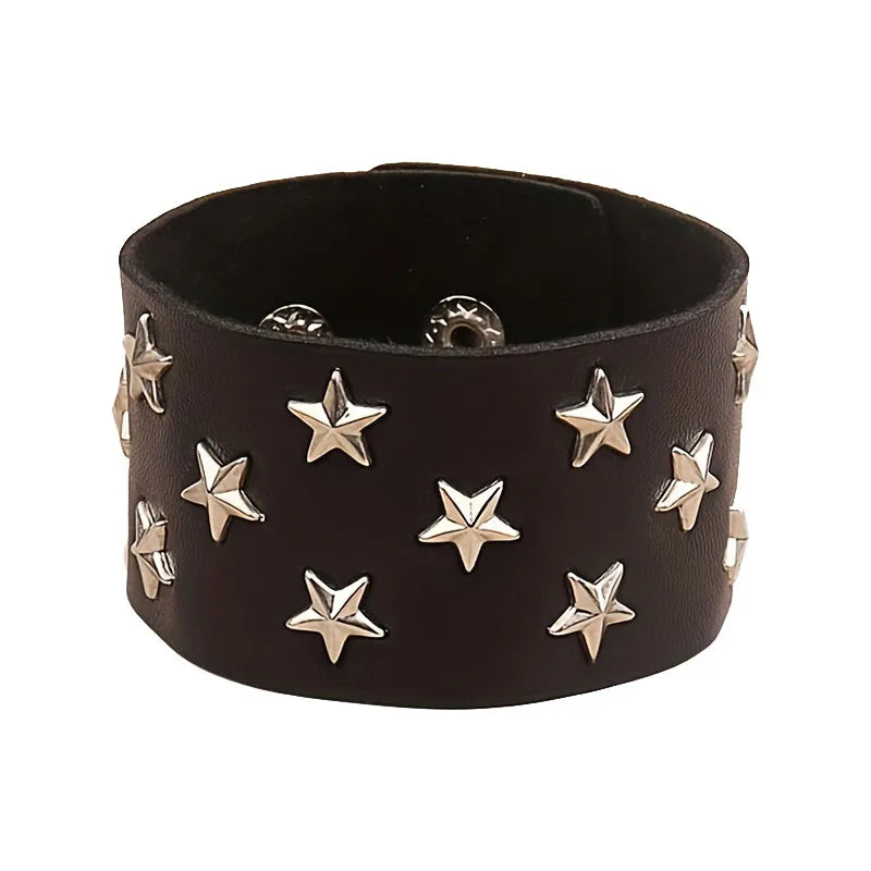 Gothic Punk Bracelet, Multi Chain Leather Bracelet for Halloween