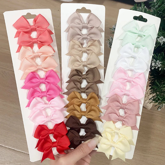 Kids Hair Clips 10-Piece Cute Ribbon Bow Hair Accessories Set