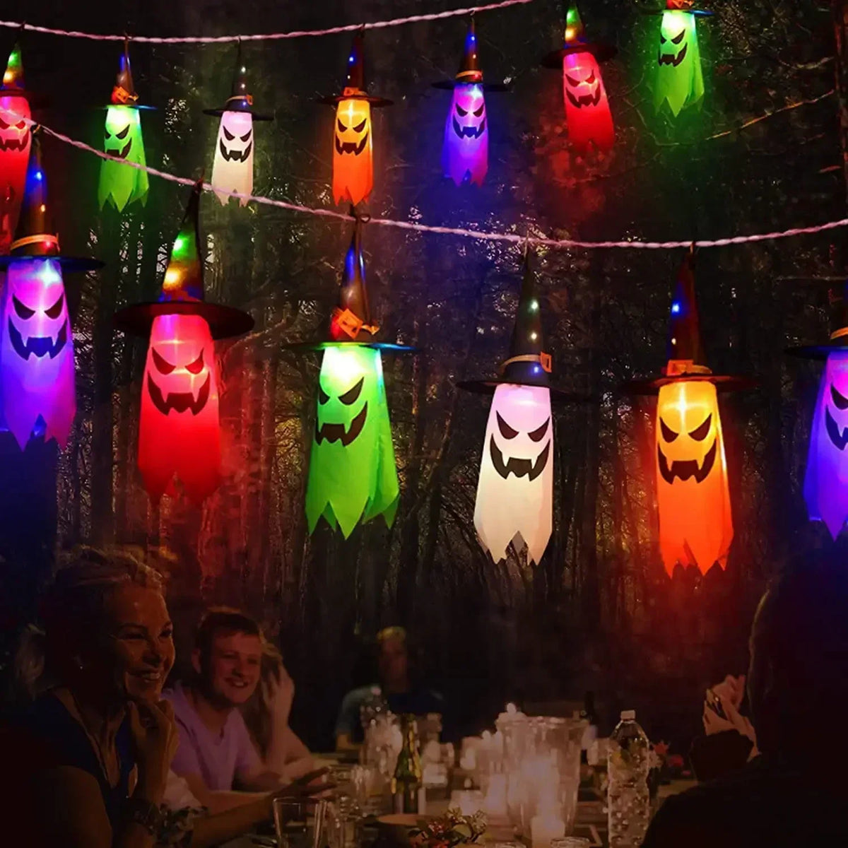 Halloween Witch Hat String Lights, 5-Piece LED Decoration Set