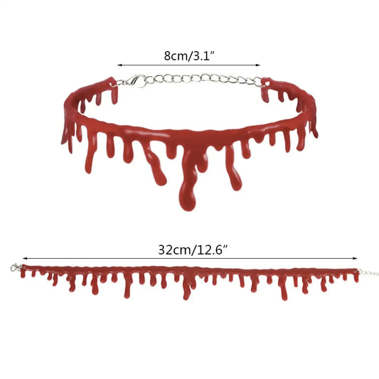 Halloween Blood Choker Red Dripping Blood Costume Necklace