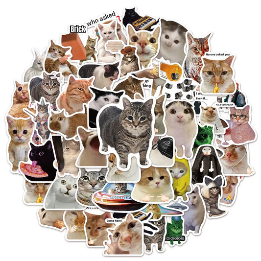 Cat Stickers Pack, 50/100PCS DIY Decals for Water Bottles & Skateboards