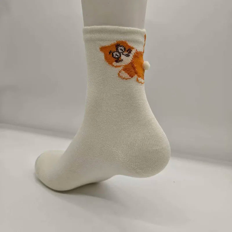 3. Optimized Title Unisex Crew Socks Cotton Cat Print Mid Tube Casual Socks