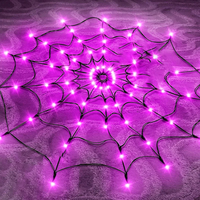 Halloween Spider Web Lights, Colorful LED String Decoration