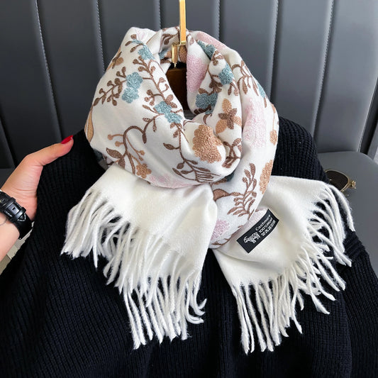 Women's Winter Scarf – Floral Warm Pashmina Shawl Wrap