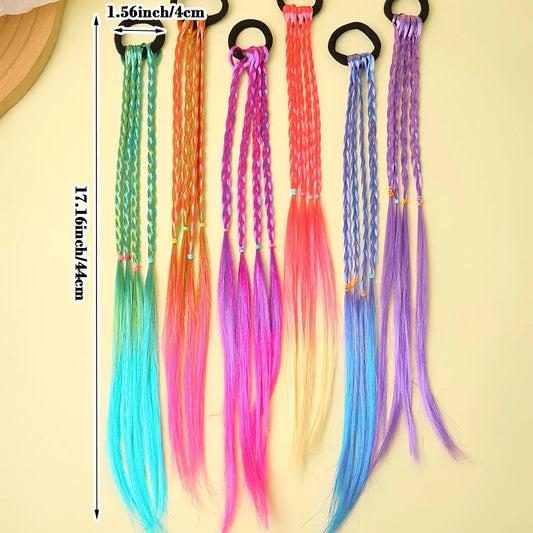 Girls Braided Hair Ties – 6-Piece Colorful Boho Set