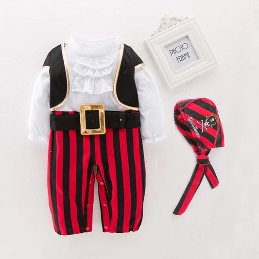 Baby Pirate Costume Romper with Hat Halloween Dress Up Set