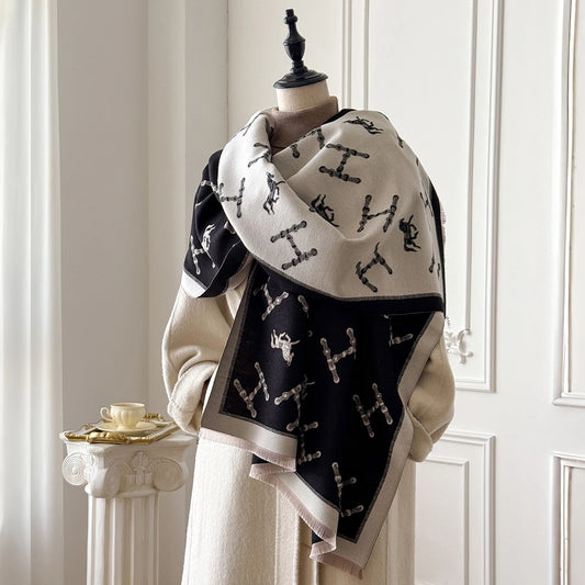 Women's Winter Scarf – Floral Printed Warm Shawl Wrap