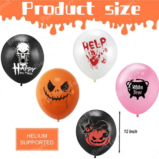Halloween Balloons 12PCS Black Orange White Pink Latex Party Decor