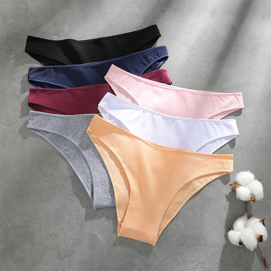 Women's Cotton Panties 4-Pack – Seamless Low Rise Stretch Briefs