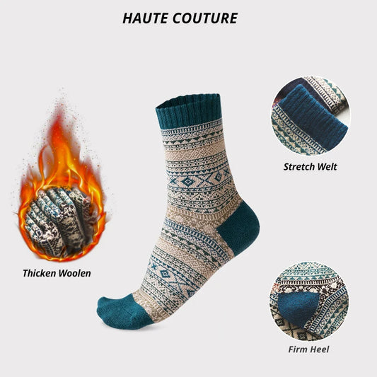 Men's Winter Socks Thick Wool Blend Warm Crew Socks 5-Pair