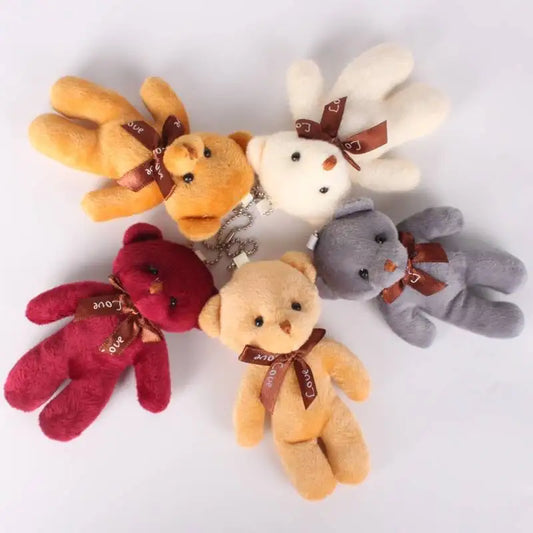Mini Teddy Bear Keychain, Soft Plush Bag Charm, 12-Piece Set