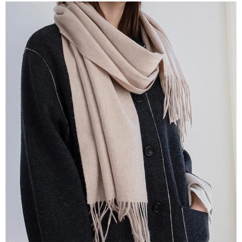 Women's Wool Scarf – Warm Winter Wrap 200×35cm