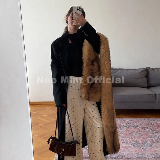 Women's Faux Fur Scarf Fluffy Striped Winter Shawl Wrap