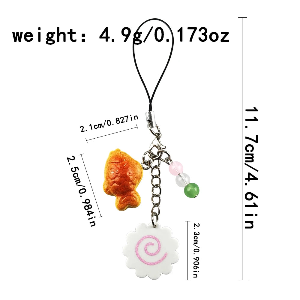 Cute Phone Charm Acrylic Food Keychain Bag Accessory