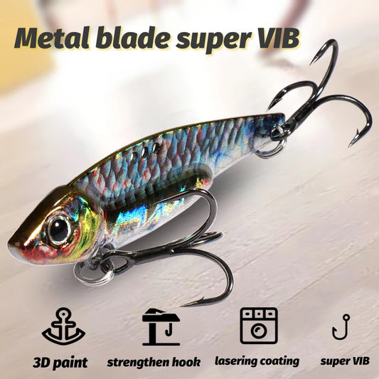 Vibration Fishing Lure Sinking Blade Bait with Treble Hook