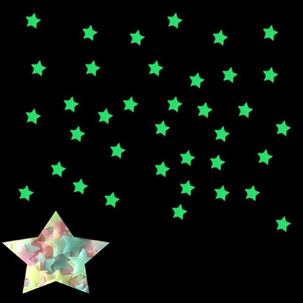 100PCS Glow in the Dark Stars Wall Stickers for Kids Bedroom Ceiling
