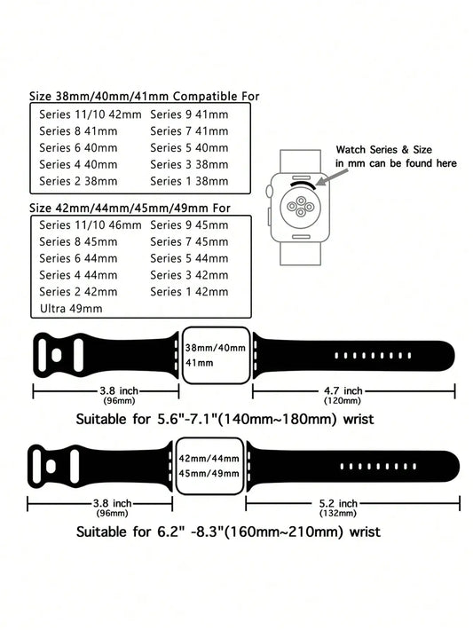 Silicone Watch Band Waterproof Sports Strap for 38mm–49mm Watches