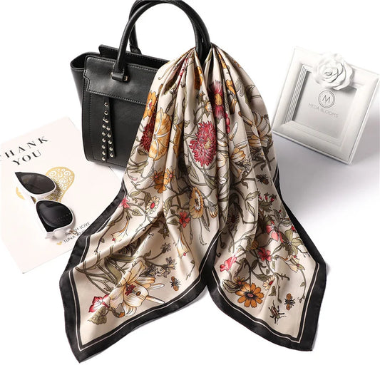 Women’s Floral Scarf – 70cm Hair, Neck & Bag Accessory