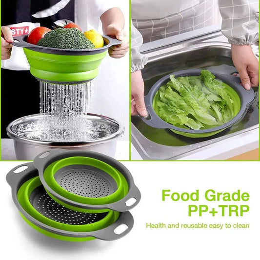 Collapsible Colander Foldable Kitchen Strainer & Drain Basket