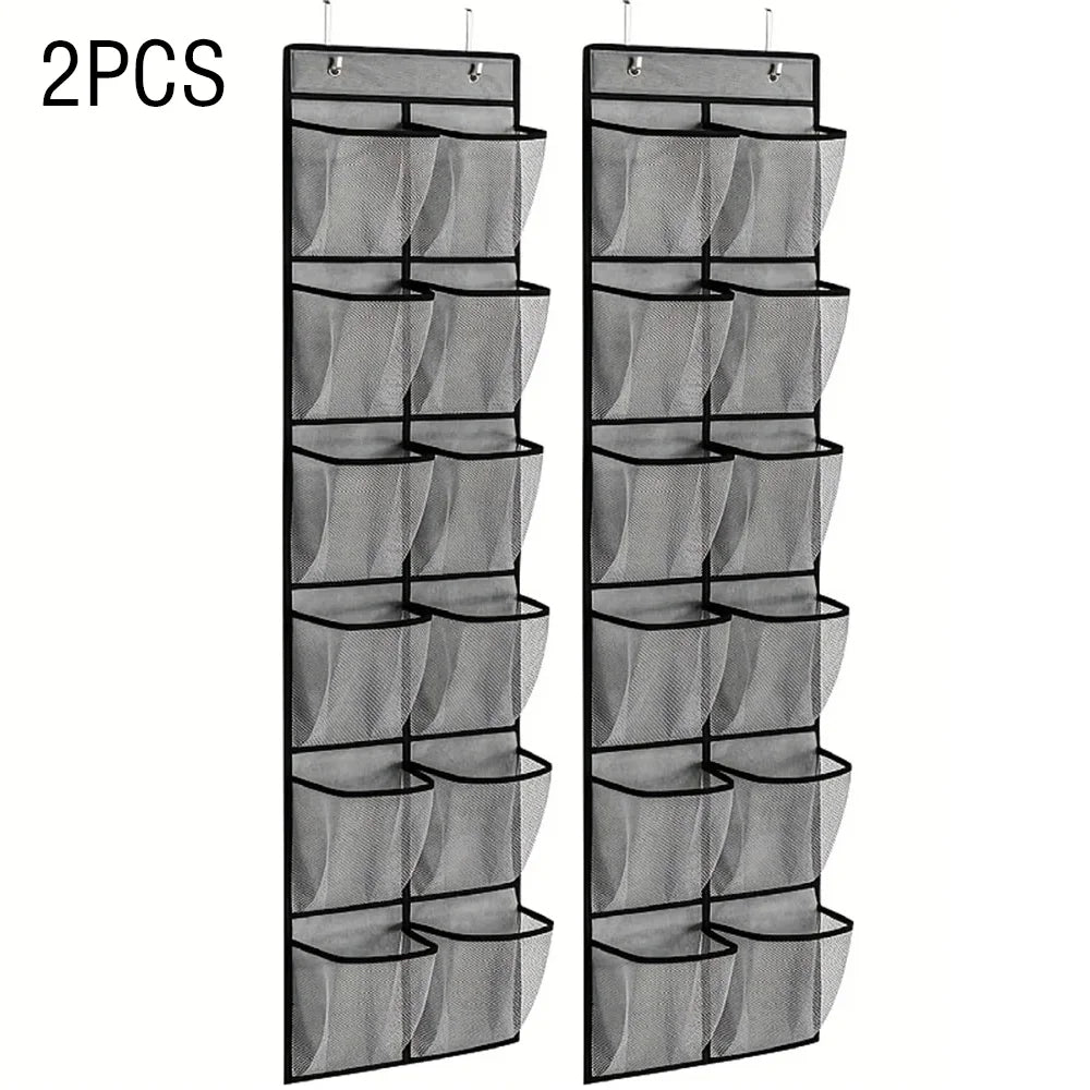 Over the Door Shoe Organizer with 12 Mesh Pockets and Hooks