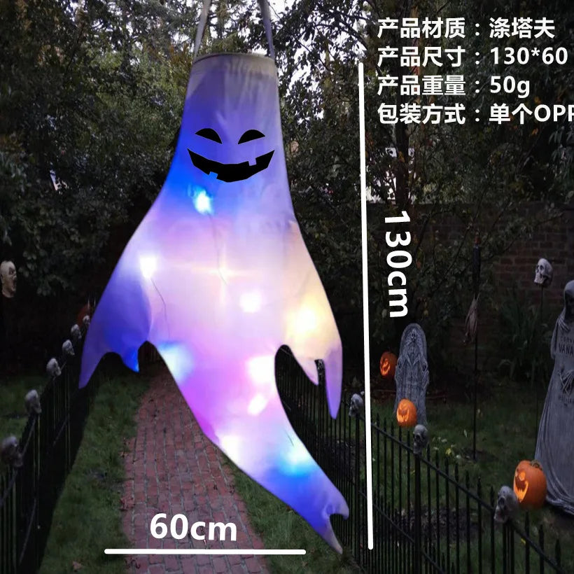 Halloween LED Ghost Decoration 130cm Hanging Luminous Prop