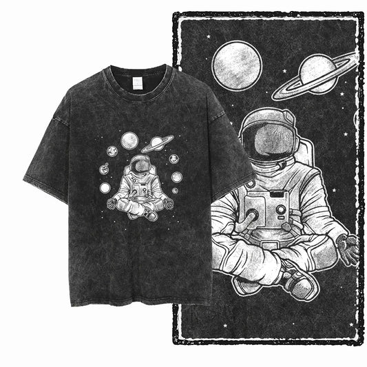 Space T Shirt for Men Astronaut Graphic Cotton Tee