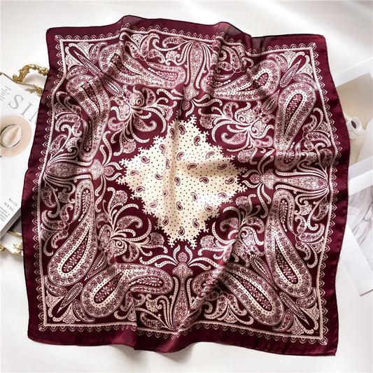 Women's Paisley Scarf 70x70cm Satin Square Headscarf